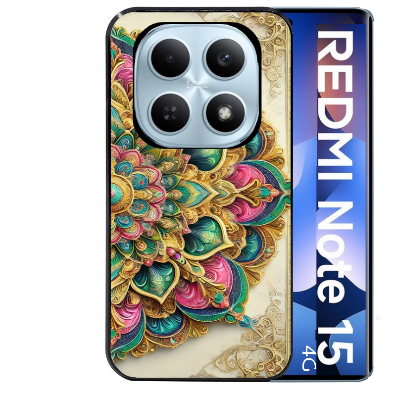 Coque noire taperso pour Redmi Note 15 et PRO PLUS 4G 5G avec motif mandala 3 protection antichoc personnalisée