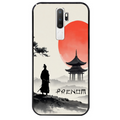 Coque noire taperso pour OPPO A5 A9 2020 avec motif samourai et temple personnalisee protection antichoc personnalisée