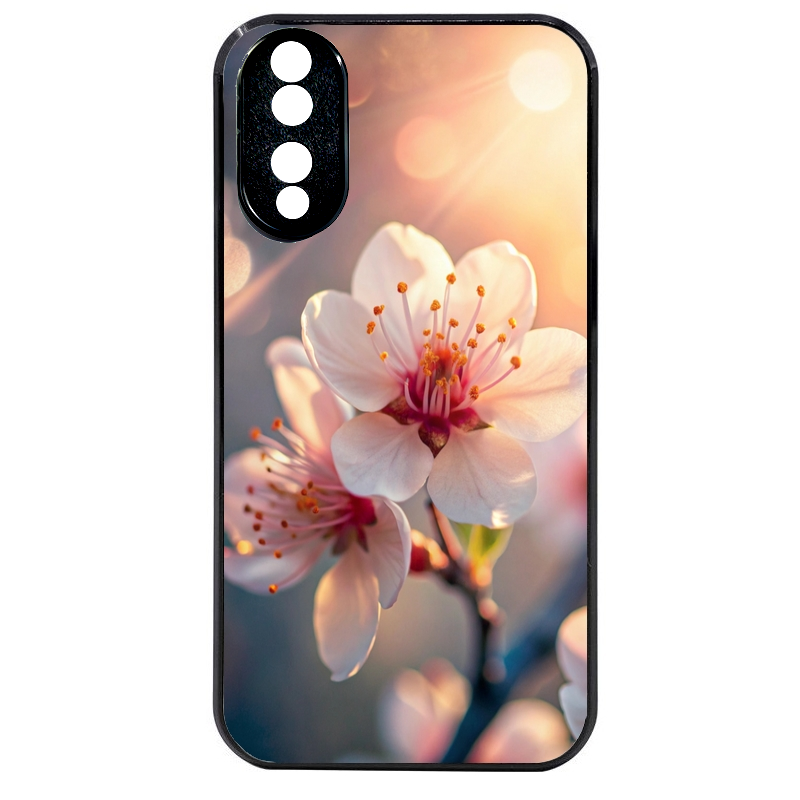 Coque noire taperso pour Honor 70 LITE 90 et LITE avec motif fleur de cerisier protection antichoc personnalisée
