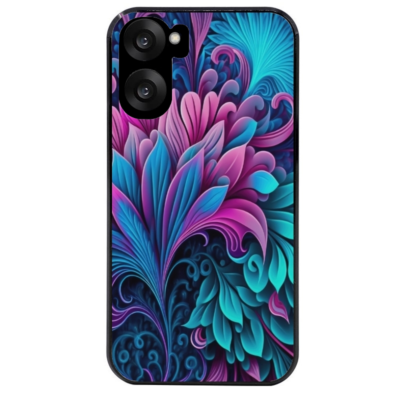 Coque noire taperso pour OnePlus Nord CE5 avec motif tropical violet et des fleurs protection antichoc personnalisée