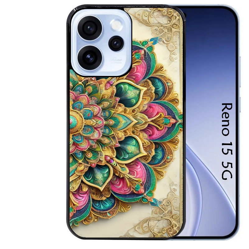 Coque noire taperso pour OPPO Reno 15 et F FS 5G avec motif mandala 3 protection antichoc personnalisée