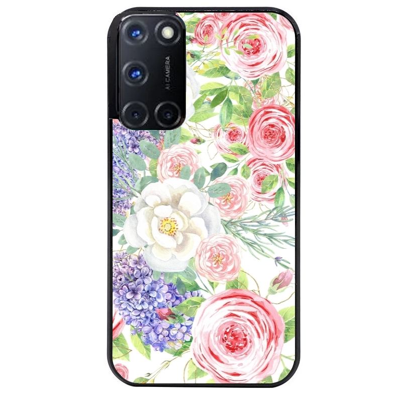 Coque noire taperso pour OPPO Reno 8 LITE avec motif fleur couleur pastel protection antichoc personnalisée