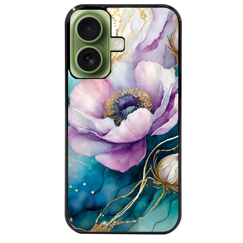 Coque noire taperso pour Iphone 17 17E AIR MAX PRO avec motif marbre fleur protection antichoc personnalisée