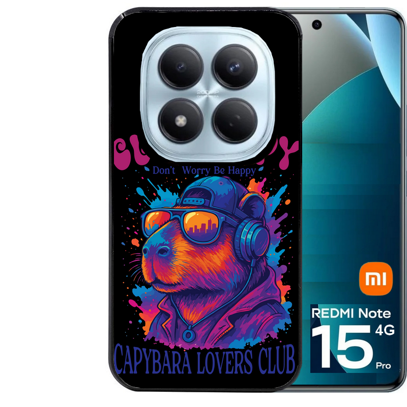 Coque noire taperso pour Redmi Note 15 et PRO PLUS 4G 5G avec motif capybara club protection antichoc personnalisée