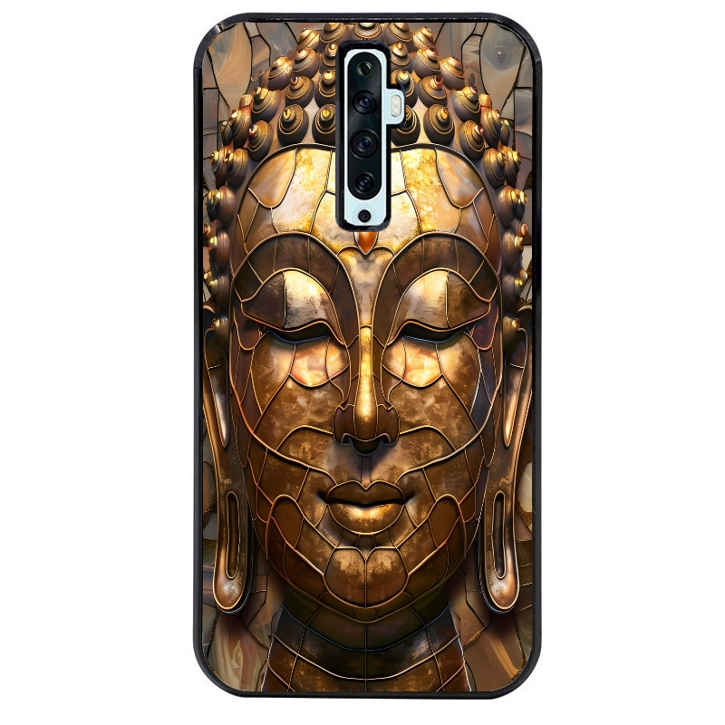 Coque noire taperso pour OPPO Reno 2 et 2Z avec motif bouddha et mosaique protection antichoc personnalisée