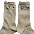 Chaussettes paillettes doré motif tëtue