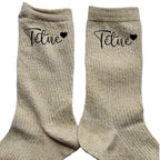 Chaussettes paillettes doré motif tëtue