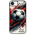 Coque noire taperso pour Iphone 17 17E AIR MAX PRO avec motif ballon foot avec prenom protection antichoc personnalisée
