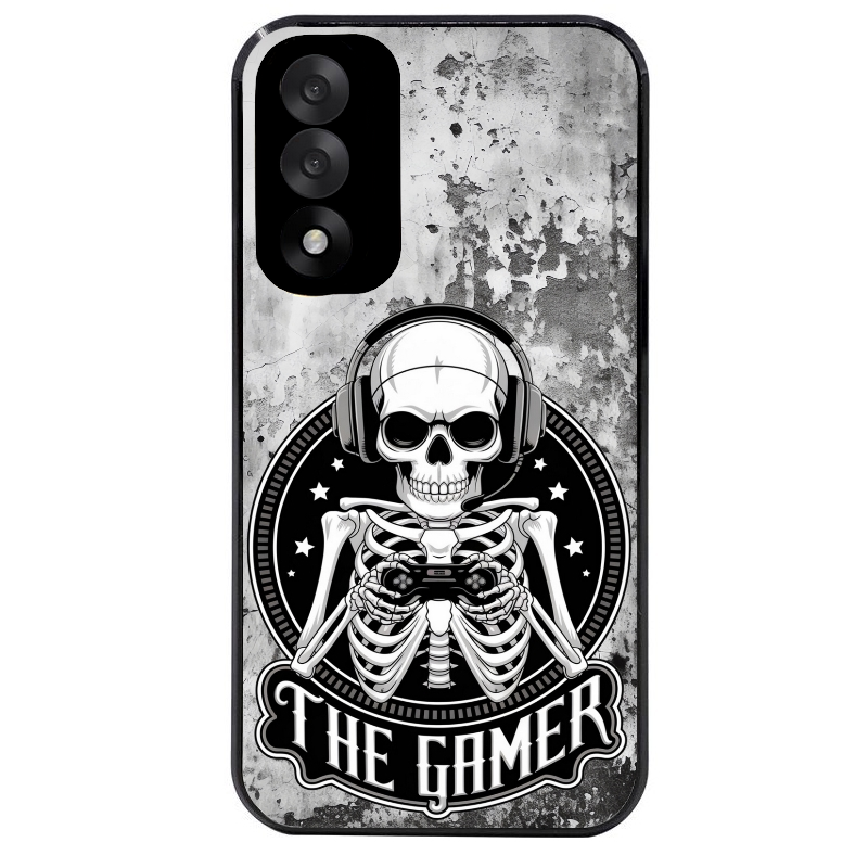 Coque noire taperso pour OnePlus Nord 5 avec motif tete de mort gamer beton protection antichoc personnalisée