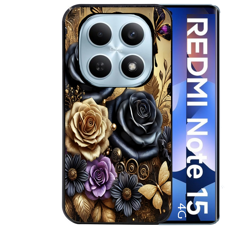 Coque noire taperso pour Redmi Note 15 et PRO PLUS 4G 5G avec motif papillon gothic protection antichoc personnalisée