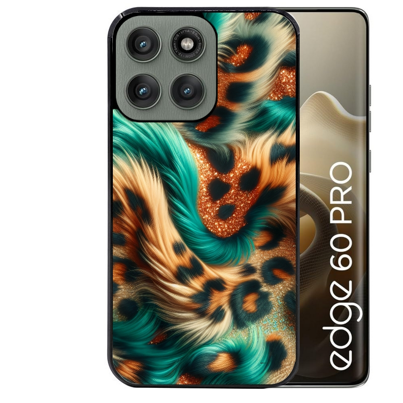 Coque noire taperso pour Moto Edge 60 et Neo Fusion Pro avec motif effet fourrure leopard 3 protection antichoc personnalisée