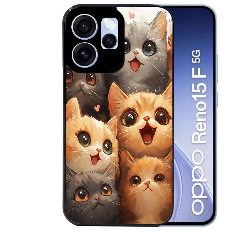 Coque noire taperso pour OPPO Reno 15 et F FS 5G avec motif chat smile protection antichoc personnalisée