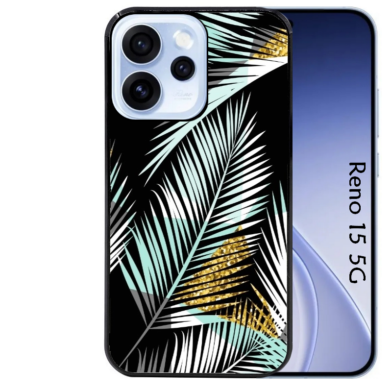 Coque noire taperso pour OPPO Reno 15 et F FS 5G avec motif palmier noir protection antichoc personnalisée