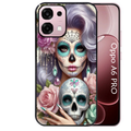 Coque noire taperso pour OPPO A6 PRO 4G et 5G avec motif tete de mort calavera bijoux protection antichoc personnalisée
