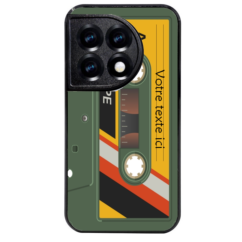 Coque noire taperso pour OnePlus 11 et 12 personnalisable avec motif cassette kaki protection antichoc personnalisée
