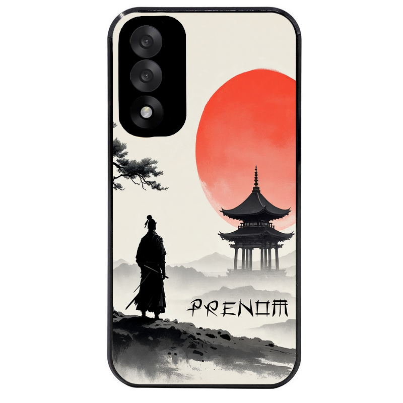 Coque noire taperso pour OnePlus Nord 5 avec motif samourai et temple personnalisee protection antichoc personnalisée