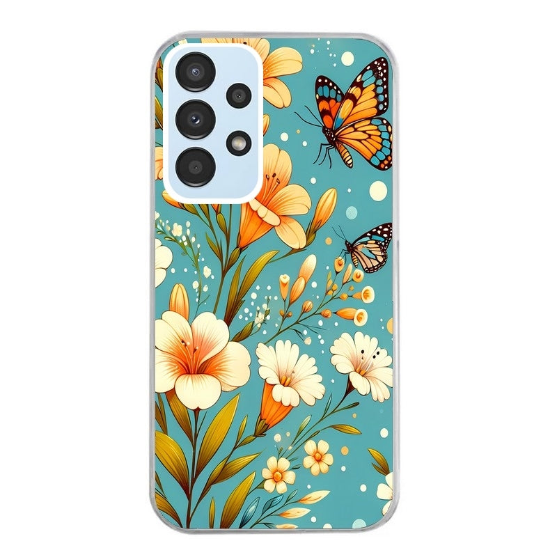 Coque taperso pour Galaxy A13 4G et 5G A23 A53 avec motif fleur orange protection antichoc personnalisée