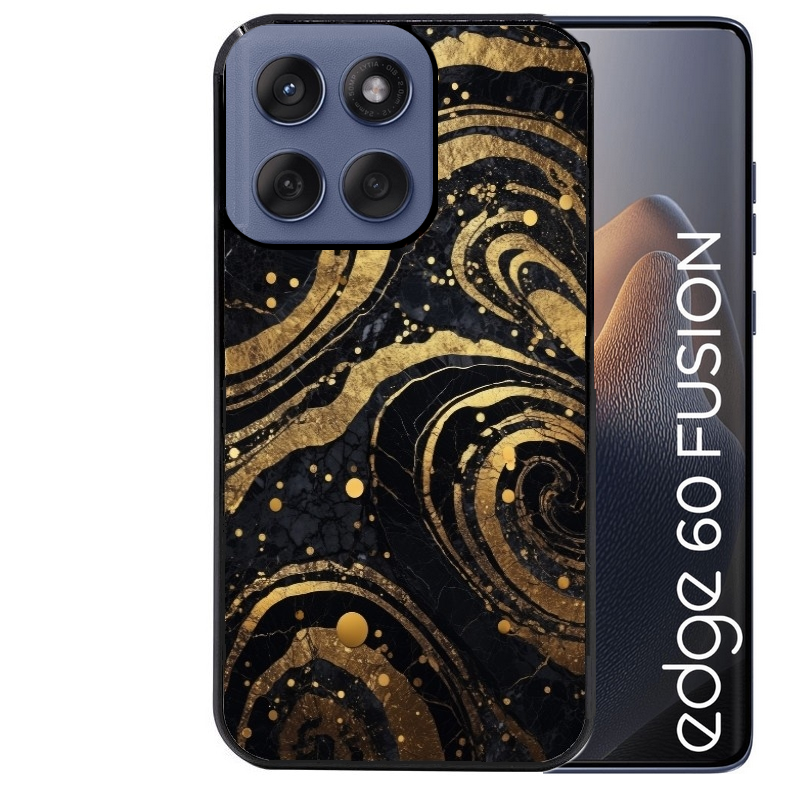 Coque noire taperso pour Moto Edge 60 et Neo Fusion Pro avec motif marbre noir protection antichoc personnalisée