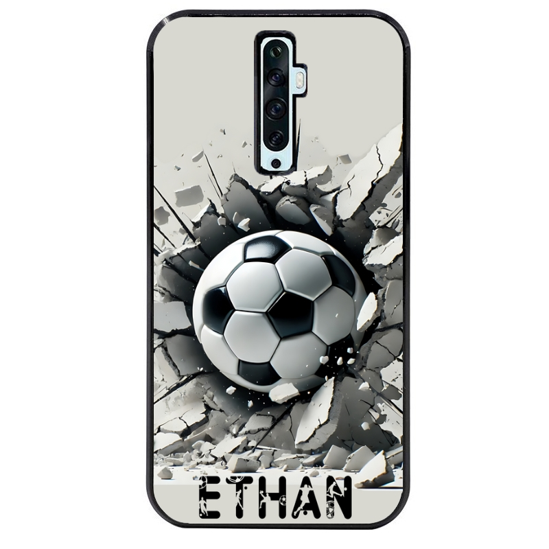 Coque noire taperso pour OPPO Reno 2 et 2Z avec motif foot beton personnalisee protection antichoc personnalisée