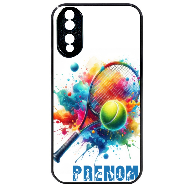 Coque noire taperso pour Honor 70 LITE 90 et LITE avec motif tennis raquette personnalisee protection antichoc personnalisée