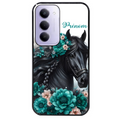 Coque noire taperso pour Redmi 15 4G et 5G avec motif cheval et fleurs personnalisee protection antichoc personnalisée