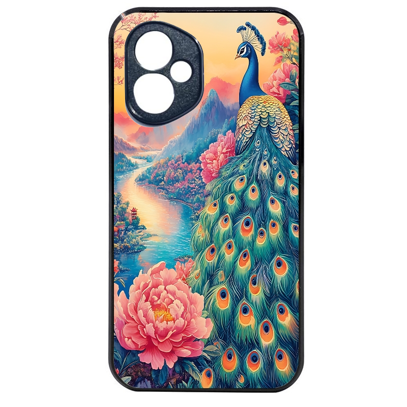 Coque noire taperso pour Honor 400 et Lite Pro Smart avec motif paon japan protection antichoc personnalisée