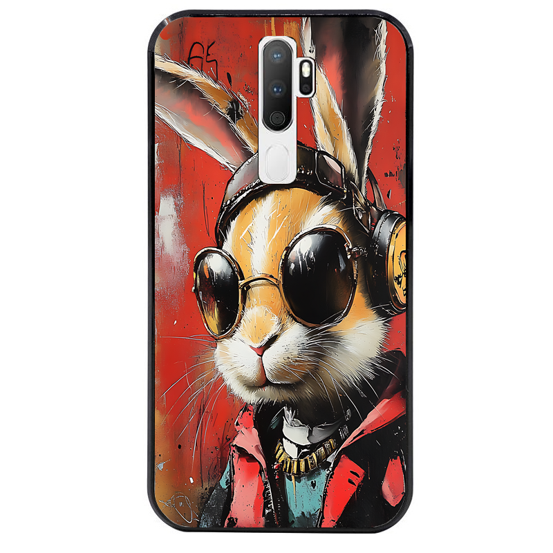 Coque noire taperso pour OPPO A5 A9 2020 avec motif lapin tag protection antichoc personnalisée