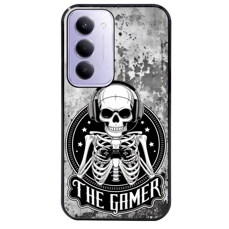 Coque noire taperso pour Redmi 15 4G et 5G avec motif tete de mort gamer beton protection antichoc personnalisée