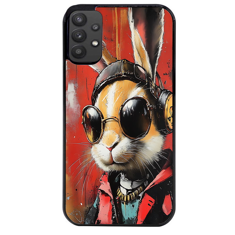 Coque noire taperso pour galaxy A22 A32 A52 A52S 4G 5G  avec motif lapin tag protection antichoc personnalisée