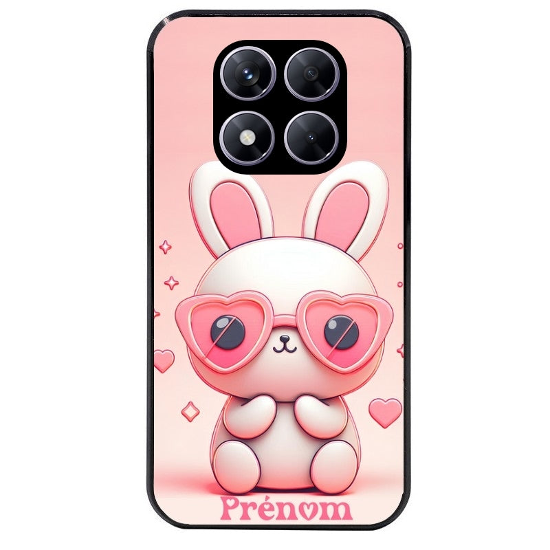 Coque noire taperso pour Redmi Note 14 et PRO PLUS 4G 5G avec motif lapin lunettes personnalisee protection antichoc personnalisée