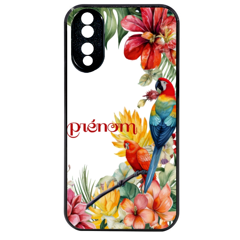 Coque noire taperso pour Honor 70 LITE 90 et LITE avec motif perroquet personnalisee protection antichoc personnalisée