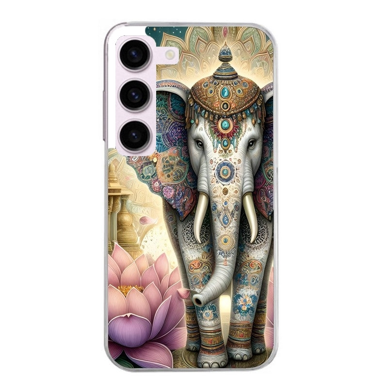 Coque taperso pour Galaxy A13 4G et 5G A23 A53 avec motif elephant et lotus protection antichoc personnalisée