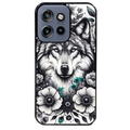 Coque noire taperso pour Moto Edge 60 et Neo Fusion Pro avec motif loup et fleur protection antichoc personnalisée