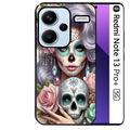 Coque noire taperso pour Redmi Note 13 PRO PLUS 5G avec motif tete de mort calavera bijoux protection antichoc personnalisée
