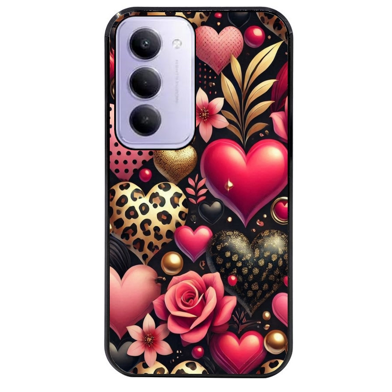 Coque noire taperso pour Redmi 15 4G et 5G avec motif coeur et leopard protection antichoc personnalisée