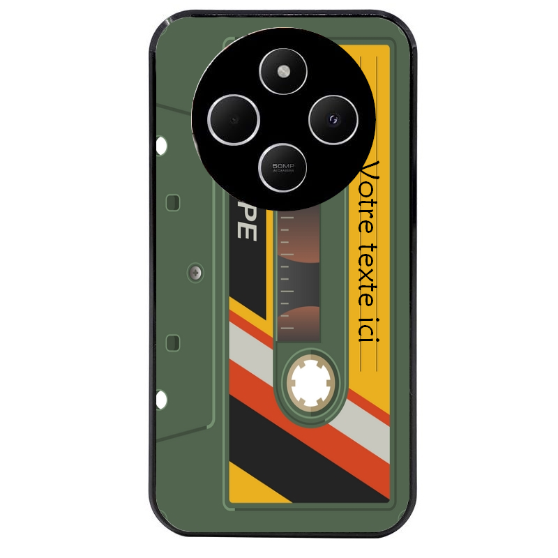Coque noire taperso pour POCO C75 personnalisable avec motif cassette kaki protection antichoc personnalisée