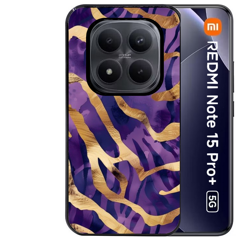 Coque noire taperso pour Redmi Note 15 et PRO PLUS 4G 5G avec motif zebre violet protection antichoc personnalisée