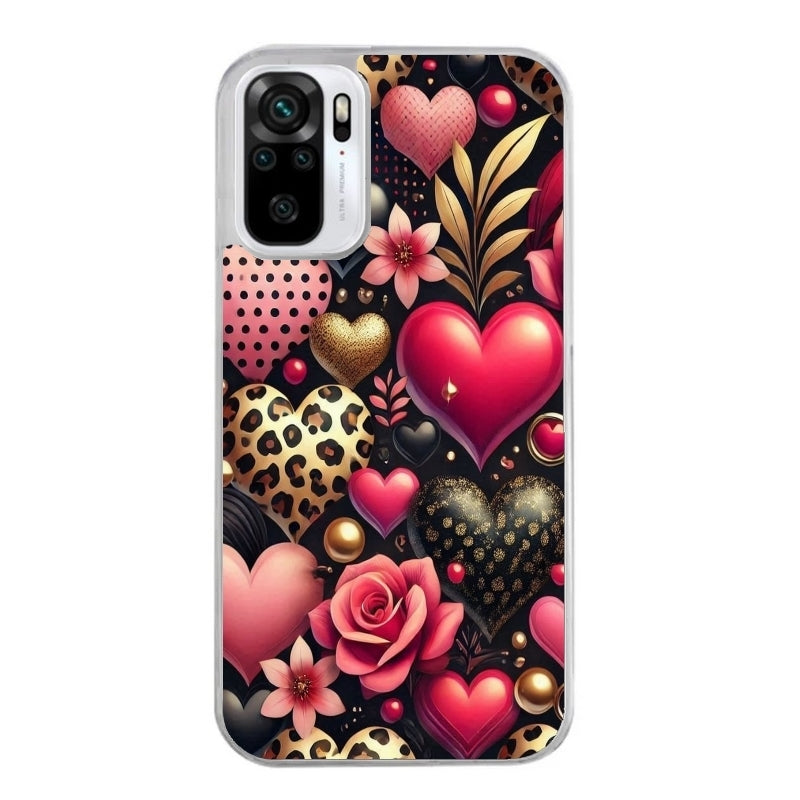 Coque taperso pour Redmi Note 10 4G 5G PRO 10S avec motif coeur et leopard protection antichoc personnalisée