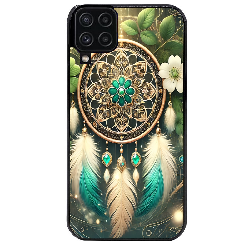 Coque noire taperso pour galaxy A22 A32 A52 A52S 4G 5G  avec motif dreamcatcher talisman protection antichoc personnalisée