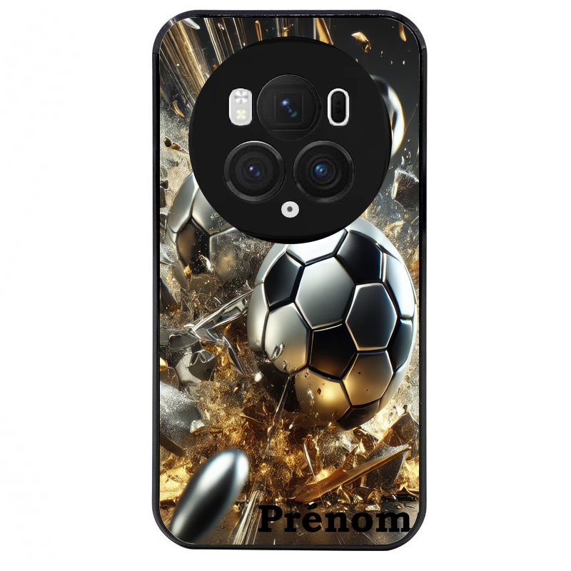 Coque noire taperso pour Magic 5 6 LITE et PRO avec motif foot metal personnalisee protection antichoc personnalisée