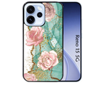 Coque noire taperso pour OPPO Reno 15 et F FS 5G avec motif marbre fleur turquoise protection antichoc personnalisée