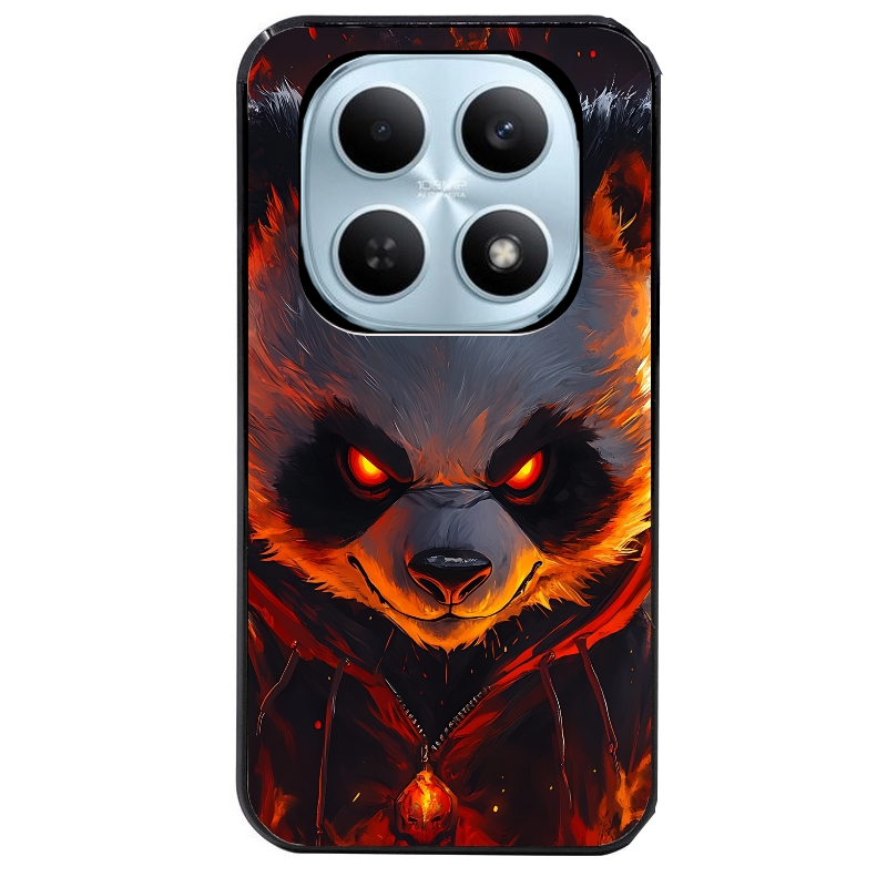 Coque noire taperso pour POCO M8 5G et PRO 5G avec motif panda very angry protection antichoc personnalisée