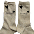 Chaussettes paillettes doré motif mamie coeur