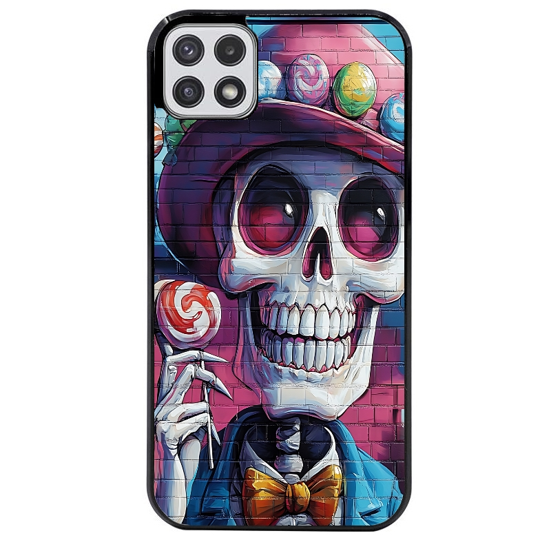 Coque noire taperso pour galaxy A22 A32 A52 A52S 4G 5G  avec motif tete de mort tag protection antichoc personnalisée