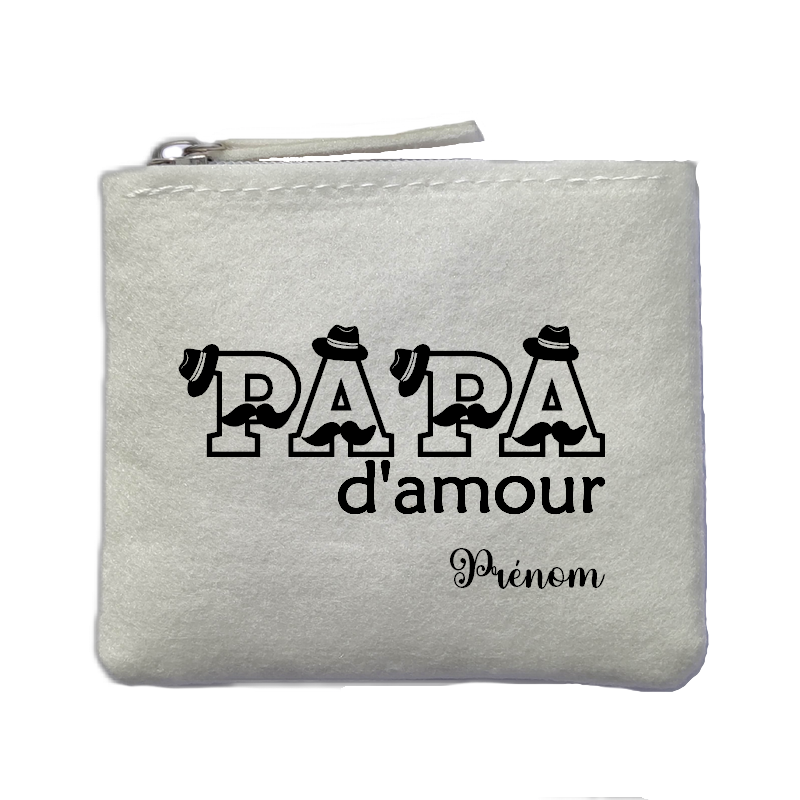 Porte monnaie personnalisé papa d'amour ivoire en feutrine en feutrine ivoire