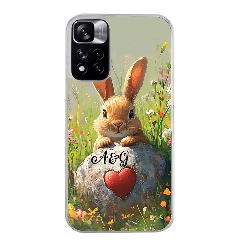 Coque taperso pour Redmi Note 12 4G 5G PRO 4G avec motif lapin et fleurs personnalisee protection antichoc personnalisée