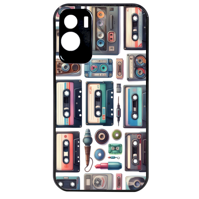 Coque noire taperso pour Honor 70 LITE 90 et LITE avec motif cassette multi protection antichoc personnalisée