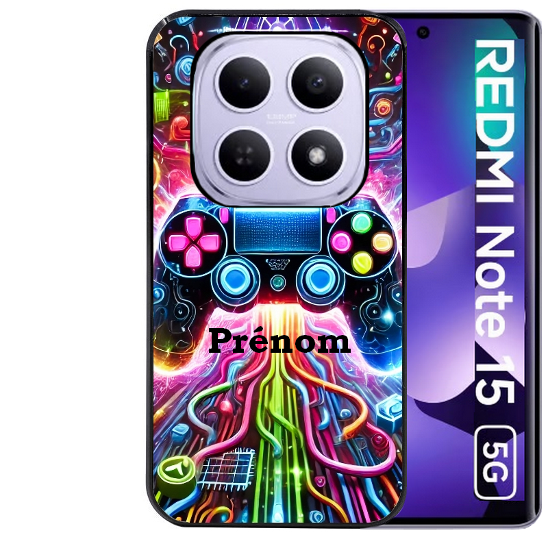 Coque noire taperso pour Redmi Note 15 et PRO PLUS 4G 5G avec motif gamer electro personnalisee protection antichoc personnalisée