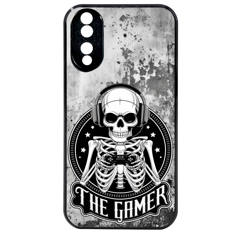 Coque noire taperso pour Honor 70 LITE 90 et LITE avec motif tete de mort gamer beton protection antichoc personnalisée