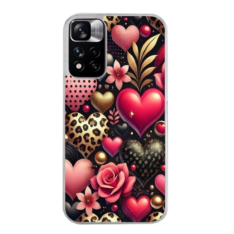 Coque taperso pour Redmi Note 12 4G 5G PRO 4G avec motif coeur et leopard protection antichoc personnalisée